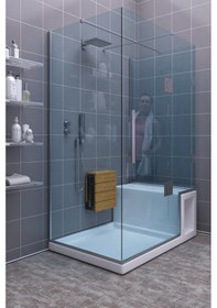 Resim Sardunya Duvara Monte Katlanabilir Banyo Taburesi Engelli Tabures Ceviz 