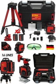 Resim STAXX POWER x2 Akülü Uzaktan Kumandalı Hassas 16 Köşe Yeşil Çizgi Lazer Hizalama RED926 Tripot Çantalı Set 