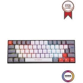 Resim Torima Tk-11 Beyaz Mekanik Kablosuz Blue Switch Rgb Işıklı Gaming Sarjlı Q Klavye 