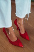 Resim Alissa Kırmızı Burun Kırmızı Mat Detay Kadın Stiletto 