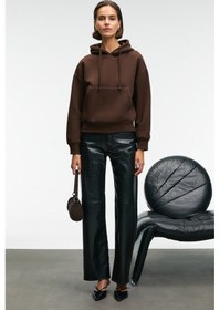 Resim Grimelange SELENE Kadın Kapüşonlu Kangru Cepli Regular Fit Kahverengi Sweatshirt 