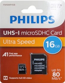 Resim Philips Fm16mp45b/00 16gb Class10 Uhs-ı U1 Tf Adaptörlü Micro Sdhc Hafıza Kartı 