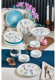 Resim Art Botanical 11 Parça Ayaklı Handmade Premium Kahvaltı Takımı - 6 Kişilik Kahvaltı Takımı Setiü Çok Renkli 