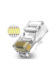 Resim Koodmax - 50adet - 3u" Gold Plated Cat6 Rj45 Konnektör 8p8c Ethernet Kablo Ucu Modüler Fiş Jak 