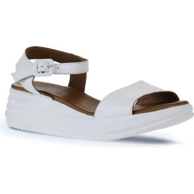 Resim Bueno Shoes Beyaz Deri Kadın Dolgu Topuklu Sandalet 01WY5700 01WY5700 