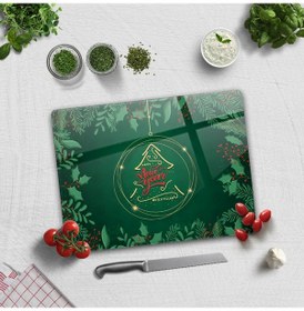 Resim Decorita Cam Kesme Tahtası|Happy New Year-Yeşil|30cm x 40cm 