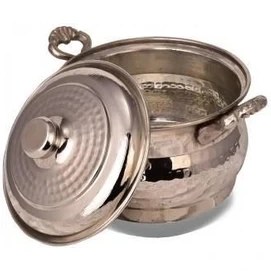 Resim Turna Bakır Maraş Güveç Tencere 3 No 22 cm El Dövme Nikel TURNA8173-2 