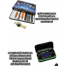 Resim MidasTech Powerbank Bluetooth Kulaklık ve Akıllı Saat 7 Kordonlu Metal Kordon Plastik Kordon Midiastech 