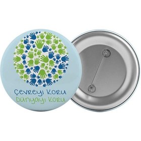 Resim Çevreyi Koru Çanta Rozeti 20 Adet En Büyük Boy 5.8cm İğneli Broş 