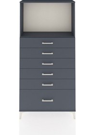 Resim Arges Dolap Tek Raflı 6 Çekmeceli 88x30x182 Antrasit-antrasit Antrasit 