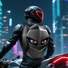 Resim Acouto LED Motosiklet Sırt Çantası Kontrolü Yanıp Sönen Şekiller Sürme Bisiklet Için Akıllı Ayar Çantası 