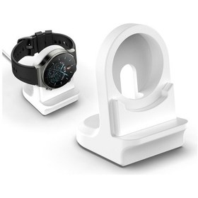 Resim Huawei Watch 3/3 Pro İçin Akıllı Saat Silikon Tutucu Şarj Standı - Beyaz 