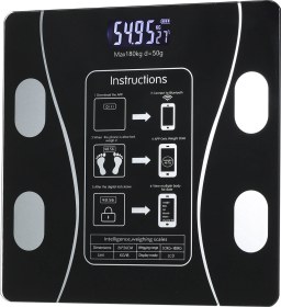 Resim Padalink Siyah Usb Şarjlı Akıllı Vücut Yağlığı Terazi - Bluetooth Uygulaması İle Led Ekranlı 0.2-180kg Ağırlık Ölçer 
