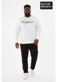 Resim Süperlife Erkek Büyük Beden El Yazılı California Baskılı Bisiklet Yaka İnce Sweatshirt Spr26bsw956-7 Ekru 
