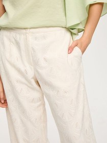 Resim Wide Leg Fit Brode Nakış Detaylı Pantolon Faik Sönmez - Ekru / M 