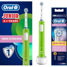 Resim Oral-B Junior Çocuk Elektrikli Diş Fırçası + 4'lü Yedek Başlık 
