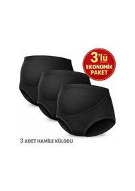 Resim Yüksek Bel Hamile Külodu 3'lü Set Karma Renk Siyah - Beyaz - Ten Siyah 