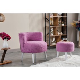 Resim WATERYBROOK Sydney Berjer Puf İkili Set - Tekli Koltuk - Berjer - Ofis, Balkon, Kafe, Bahçe, Salon Mobilyası 