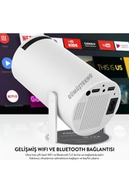 Resim GÜMÜŞTEKNO Taşınabilir HD Projeksiyon - Android TV, Kablosuz Ekran Yansıtma, Bluetooth, HDMI, USB Hediyeli 
