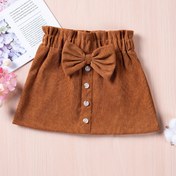 Resim 1 adet Corduroy A-Şerit Etek, Önü Püsküllü Detaylı, Casual Tek Renkli Kısa Etek, Esnek Olmayan Kumaş, Sonbahar Mevsimi, Polyester 