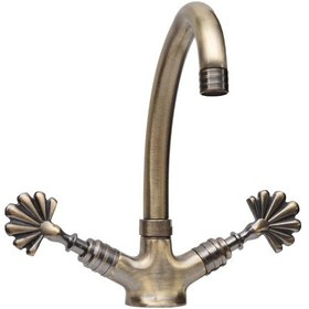 Resim Tavroz Antik Kuğu Eviye Lavabo Bataryası Lüx Pirinç 