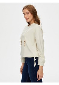 Resim Faik Sönmez Relax Modallı Kemik Aksesuar Detaylı Sweatshirt W26swt011 Uw26swt01172 Taş 