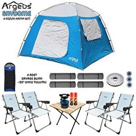 Resim Argeus Skydome 4 Kişilik 3 Mevsim Kamp Çadırı Seti 