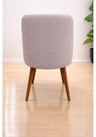 Resim Oval Sandalye Kılıfı Büyük Oval Mutfak Sandalye Kılıfı Likralı Yıkanabilir Streç Lastikli 1 Adet Vizon 