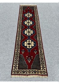 Resim El Dokuma Sıfır Yahyalı Yolluk 75x270 Lacivert Kırmızı Yün Halı Lacivert 