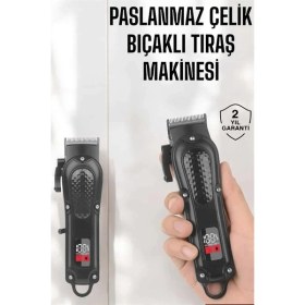 Resim Mossem Sıfır Tıraş Makinesi Dijital Göstergeli Paslanmaz Çelik Bıçaklı Taşınabilir 