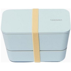 Resim Bento Flat Dual 2 Katlı Japon Yemek Kabı, Beslenme Çantası, Geri Dönüştürülmüş Malzeme Mavi 