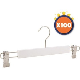 Resim Nyn Ahşap Askı Mandallı Pantolon Etek Askısı Beyaz Renk 100 Adet 