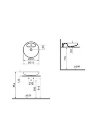 Resim VitrA Memoria Yuvarlak Çanak Lavabo 50 CM Mat Beyaz 5880B401-0563 
