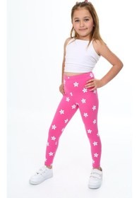 Resim Toontoy Kids Toontoy Kız Çocuk Çiçek Baskılı Tayt Fuşya 