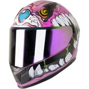 Resim Mts M-910 Horus Lady Gökkuşağı Camlı Güneş Vizörlü Kask Beyaz - Pembe - Siyah 