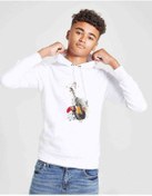 Resim Gitar Art Baskılı Unisex Çocuk Kapüşonlu Beyaz Sweatshirt 