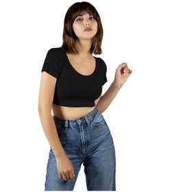 Resim Terapi Men Siyah Havuz Yaka Fitted/vücuda Oturan Kısa Kol Crop Tişört Siyah 