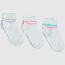 Resim Civil Girls Kız Çocuk 3'lü Patik Çorap 2-12 Yaş Beyaz Beyaz 