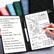Resim Tekrar Kullanılabilir A5 Beyaz Tahta Defter, Suni Deri Kapaklı - Taşınabilir Haftalık Planlayıcı, Matematik Formülleri ve İllüstrasyonlar için Temiz Silme, Kalem ve Bez Dahil, Ofis ve Okul için Mükemmel, Okul Defteri 
