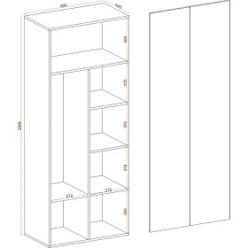 Resim Aymobsan Niro 2 Kapaklı Gardrop, Askılı ve Raflı, 80 cm, Antrasit 