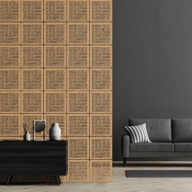 Resim Makta ® Perde Paravan | Lazer Kesim Ahşap Sarkıt Seperatör, 4'lü Panel Levha Seti 