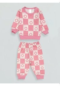 Resim Breeze Kız Bebek Desenli Pamuklu Pijama Takım-15340 Pembe 