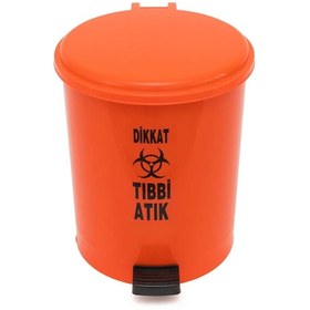 Resim Tıbbi Atık Pedallı Çöp Kovası 40 Lt. Turuncu 