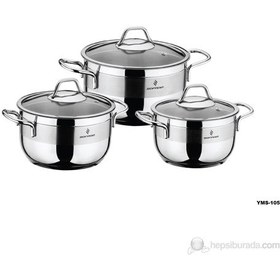 Resim Sofram Soft 6 Parça Paslanmaz Çelik Tencere Takımı Cam Kapak 