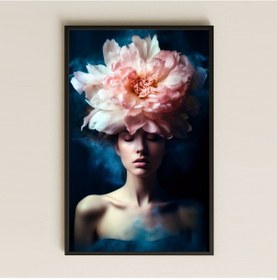 Resim Dev Çiçekli Kadın Portresi Temalı Estetik Pleksi Tablo 