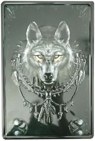 Resim caju art & decoration Kurt Resimli Retro Kabartma Metal Plaka 20x30 cm Metal Tablo 