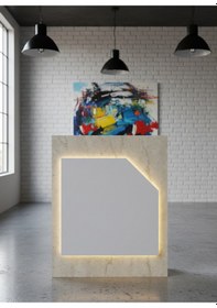 Resim Resital Ledli Karşılama Bankosu G-90 Cm Ofis Kasa Resepsiyon Masası Banko-002-8-1 