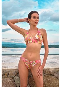 Resim Too Salty Swimwear Kadın Renkli Şal Desen Toparlayıcı Boyundan Bağlı Klasik Bel Bikini Takımı 24s108st Renkli 