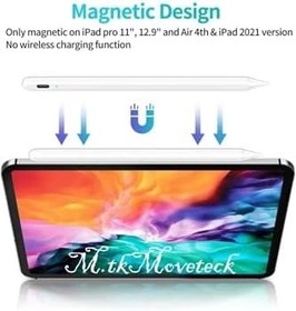 Resim m.tk moveteck iPad Air 5. Nesil ile Uyumlu 2. Nesil Magnetik Kalem, Beyaz, Avuç İçi Red Özellikli, Eğime Duyarlı 