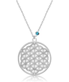 Resim Gümüş Nazar Gözlü Yaşam Çiçeği Kolye (551173807) 